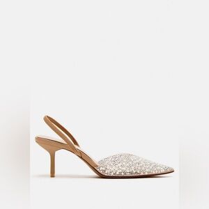 ZARA Bridal Pearl Embellishment slingback kitten heels